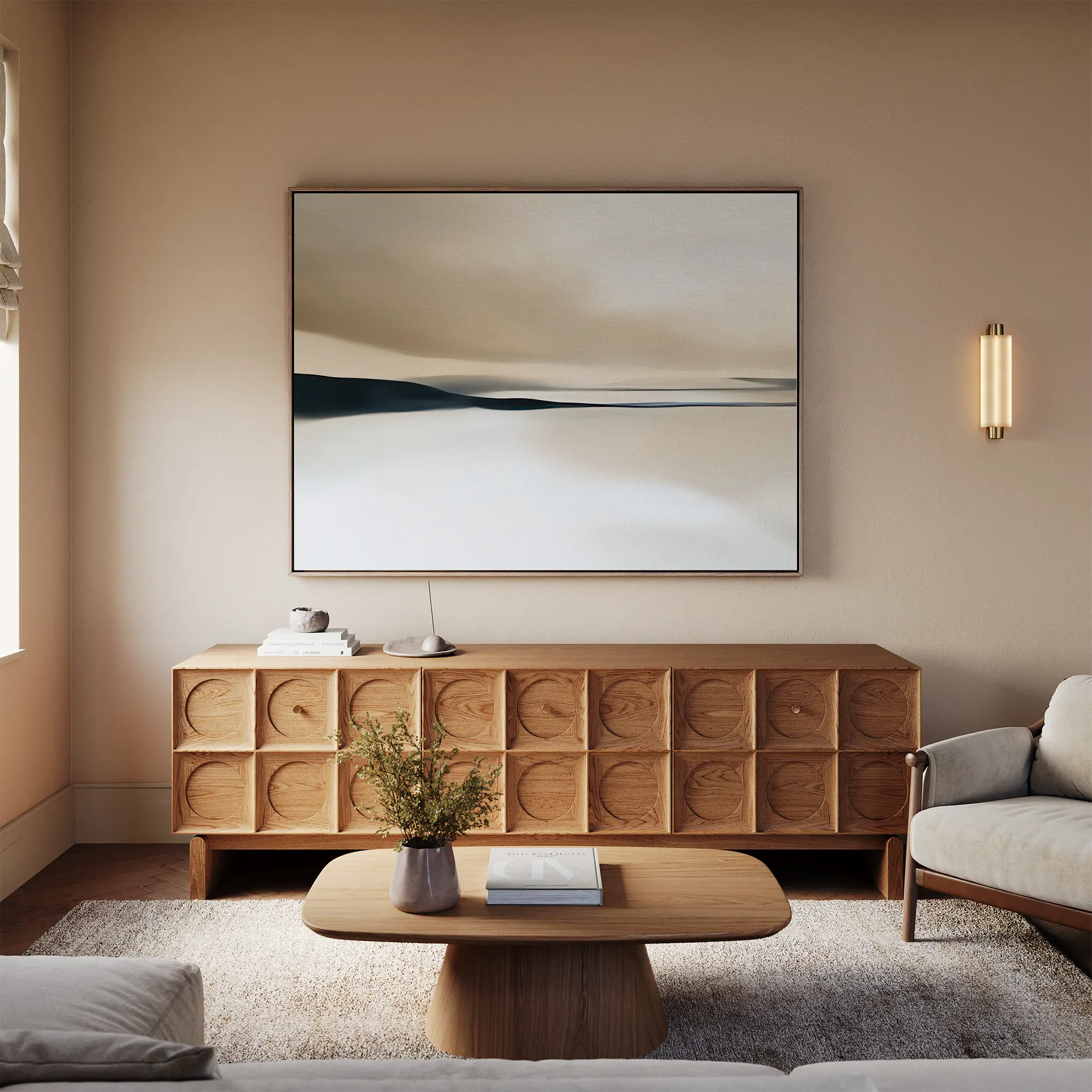 Whispers of the Dunes – beige and white landscape canvas wall art print by Aspire Prints