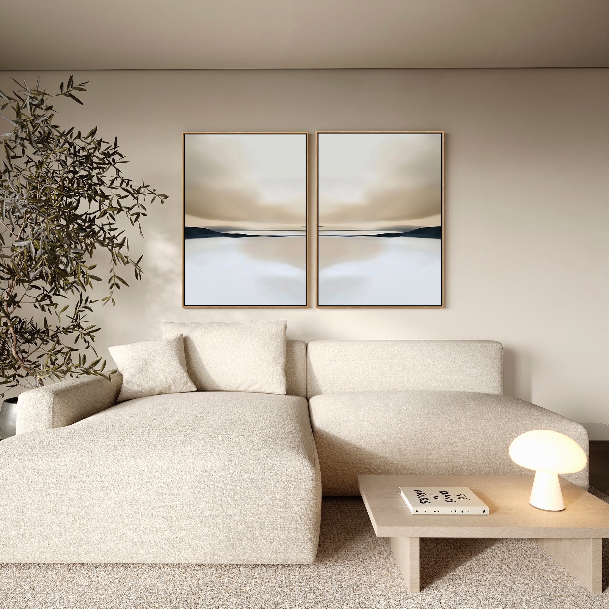 Whispers of the Dunes – Set of 2 Canvas Prints set of 2 – neutral-toned landscape canvas wall art by Aspire Prints