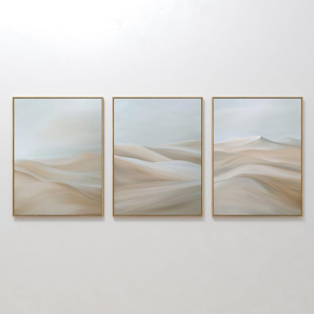Whispers of the Dunes – Set of 3 Canvas Prints set of 3 – beige and white landscape canvas wall art by Aspire Prints