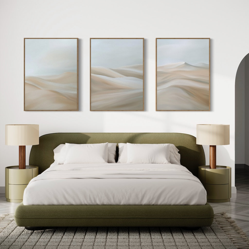 Whispers of the Dunes – Set of 3 Canvas Prints set of 3 – beige and white landscape canvas wall art by Aspire Prints