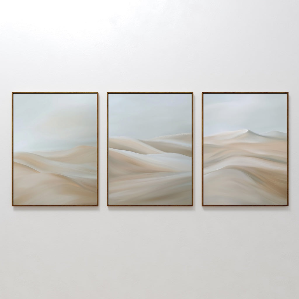 Whispers of the Dunes – Set of 3 Canvas Prints set of 3 – beige and white landscape canvas wall art by Aspire Prints