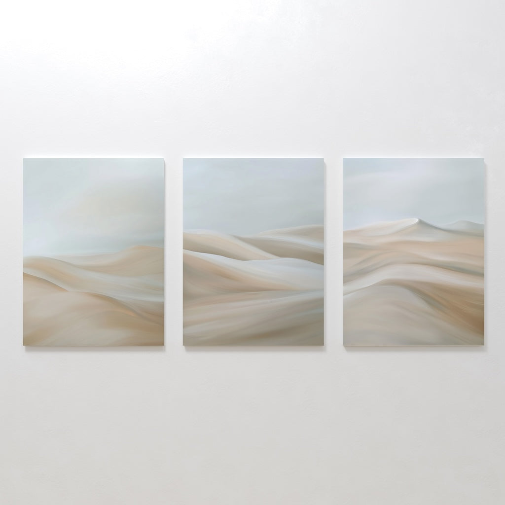 Whispers of the Dunes – Set of 3 Canvas Prints set of 3 – beige and white landscape canvas wall art by Aspire Prints