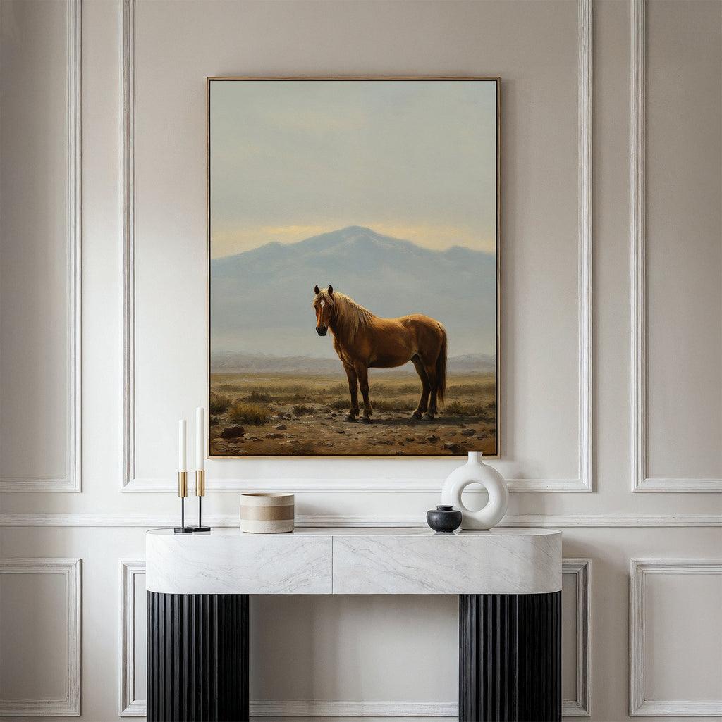 Sentinel of the Quiet Sands – neutral-toned vintage canvas wall art print by Aspire Prints