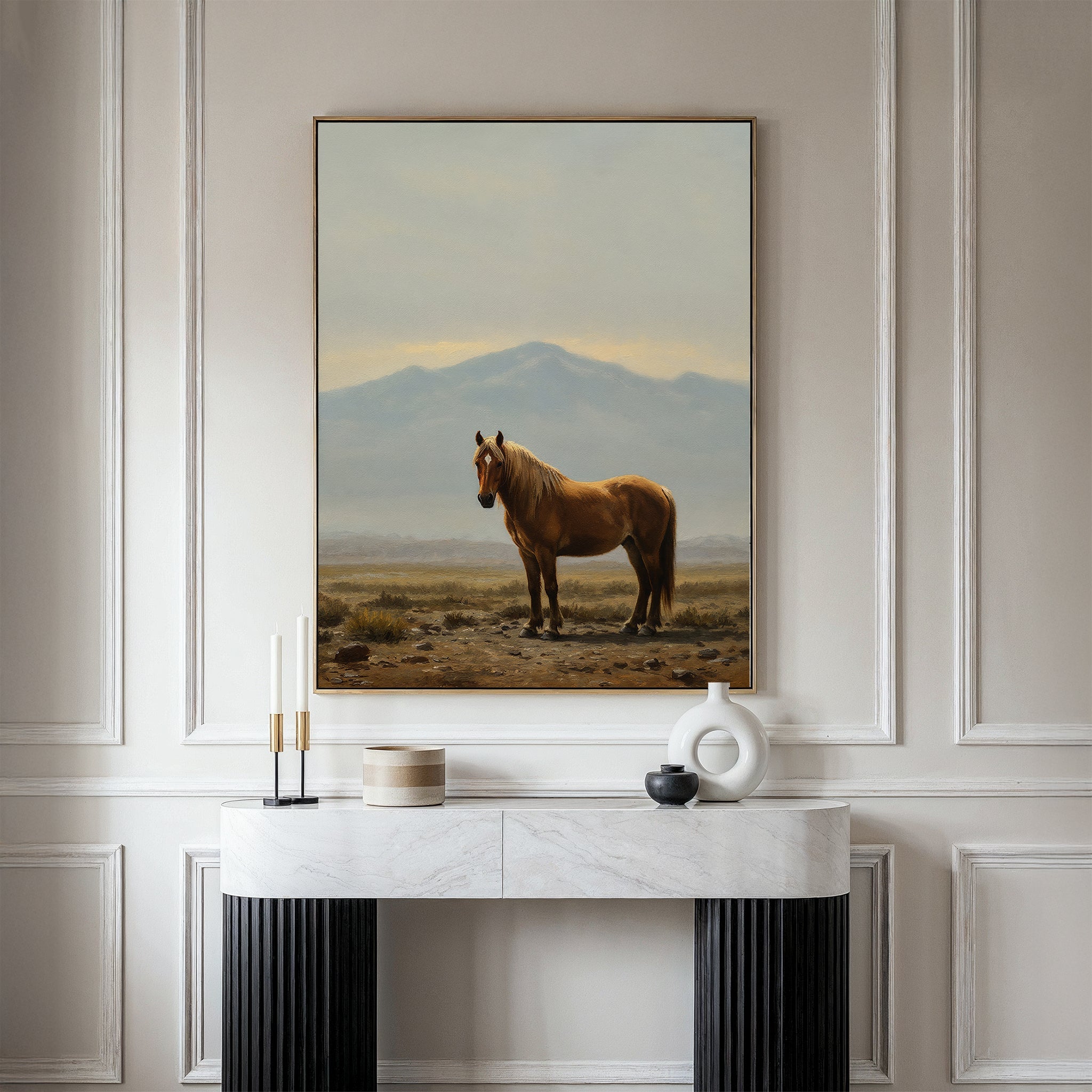 Sentinel of the Quiet Sands – neutral-toned vintage canvas wall art print by Aspire Prints