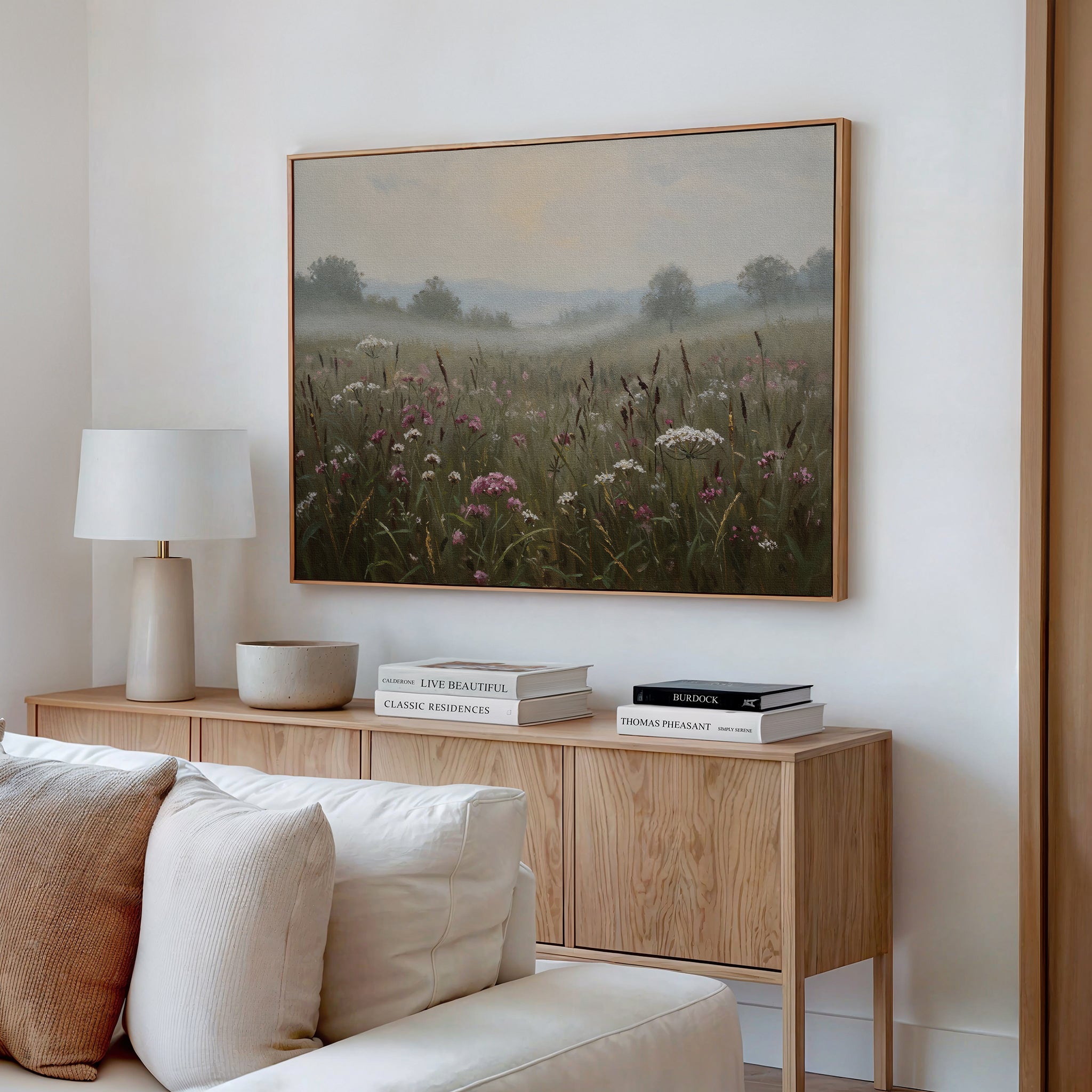 Whispers of the Far Meadow – neutral-toned vintage canvas wall art print by Aspire Prints
