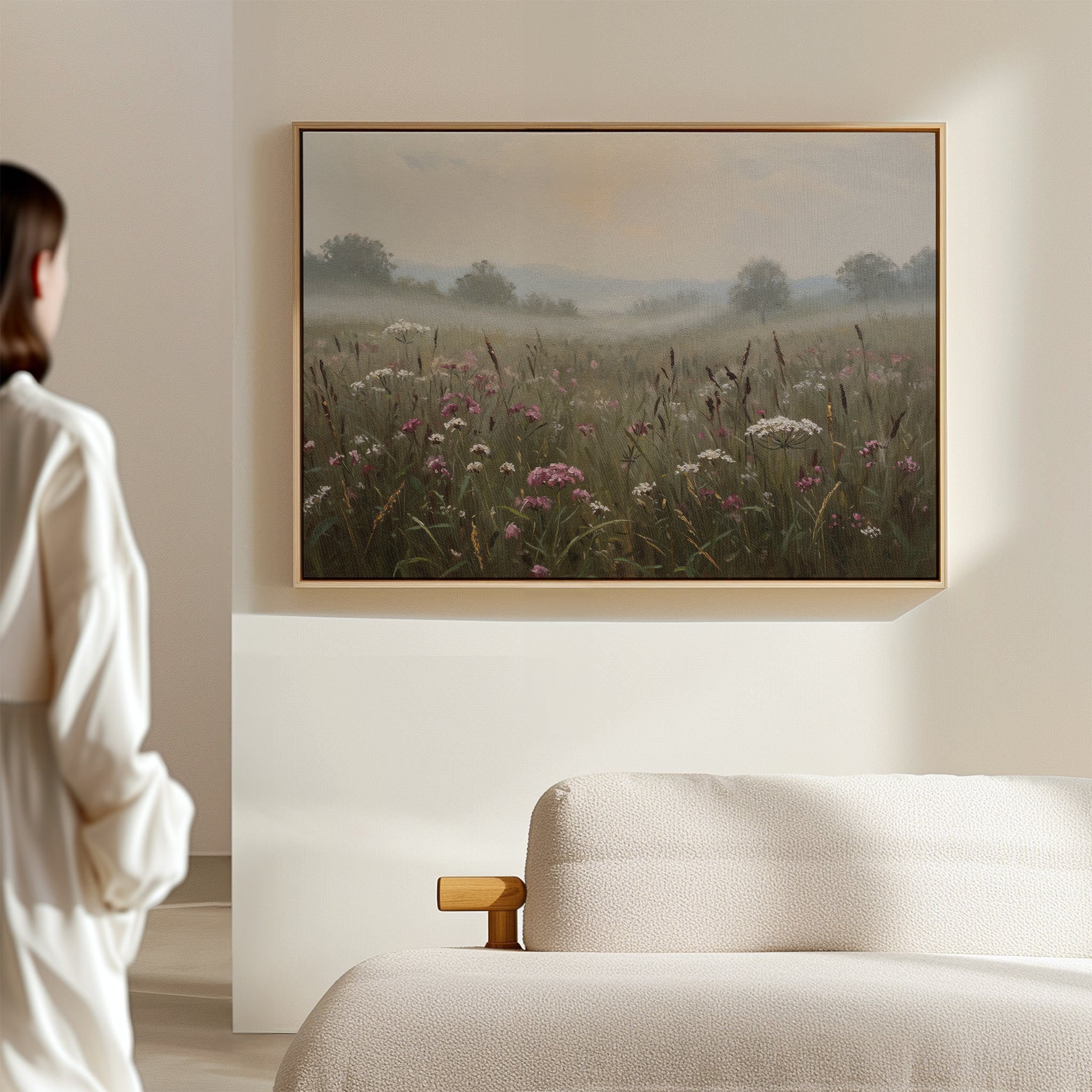 Whispers of the Far Meadow – neutral-toned vintage canvas wall art print by Aspire Prints