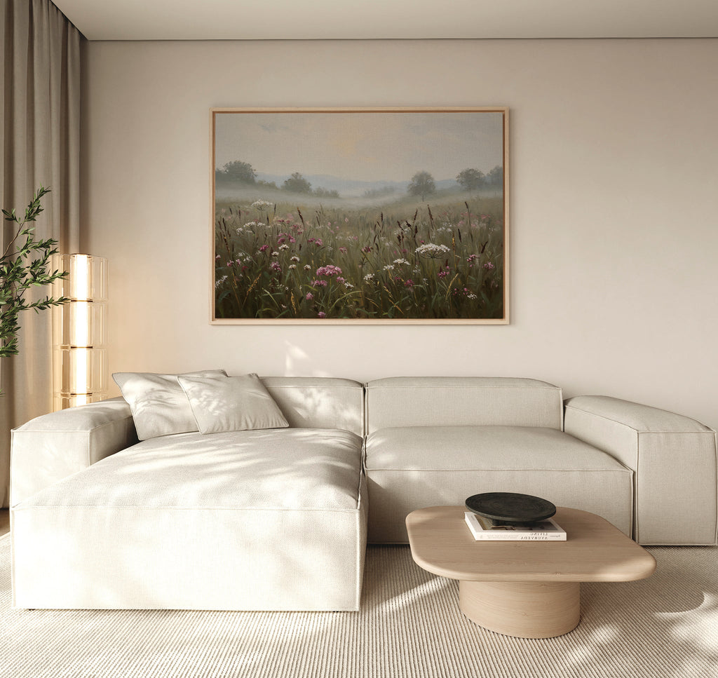 Whispers of the Far Meadow – neutral-toned vintage canvas wall art print by Aspire Prints