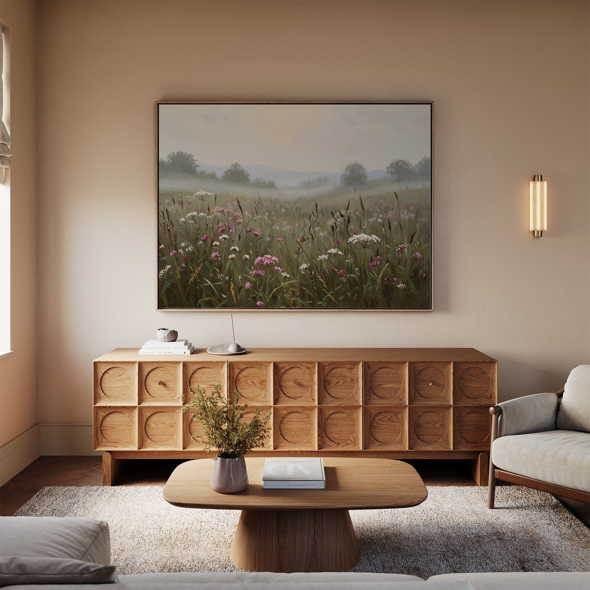 Whispers of the Far Meadow – neutral-toned vintage canvas wall art print by Aspire Prints