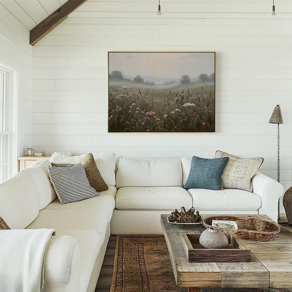 Whispers of the Far Meadow – neutral-toned vintage canvas wall art print by Aspire Prints