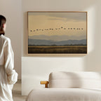 Wings Over the Quiet Valley Canvas Print – neutral-toned vintage canvas wall art print by Aspire Prints