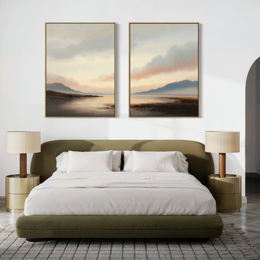 Whispering Ridges Diptych – Set of 2 Canvas Prints set of 2 – neutral-toned vintage canvas wall art by Aspire Prints