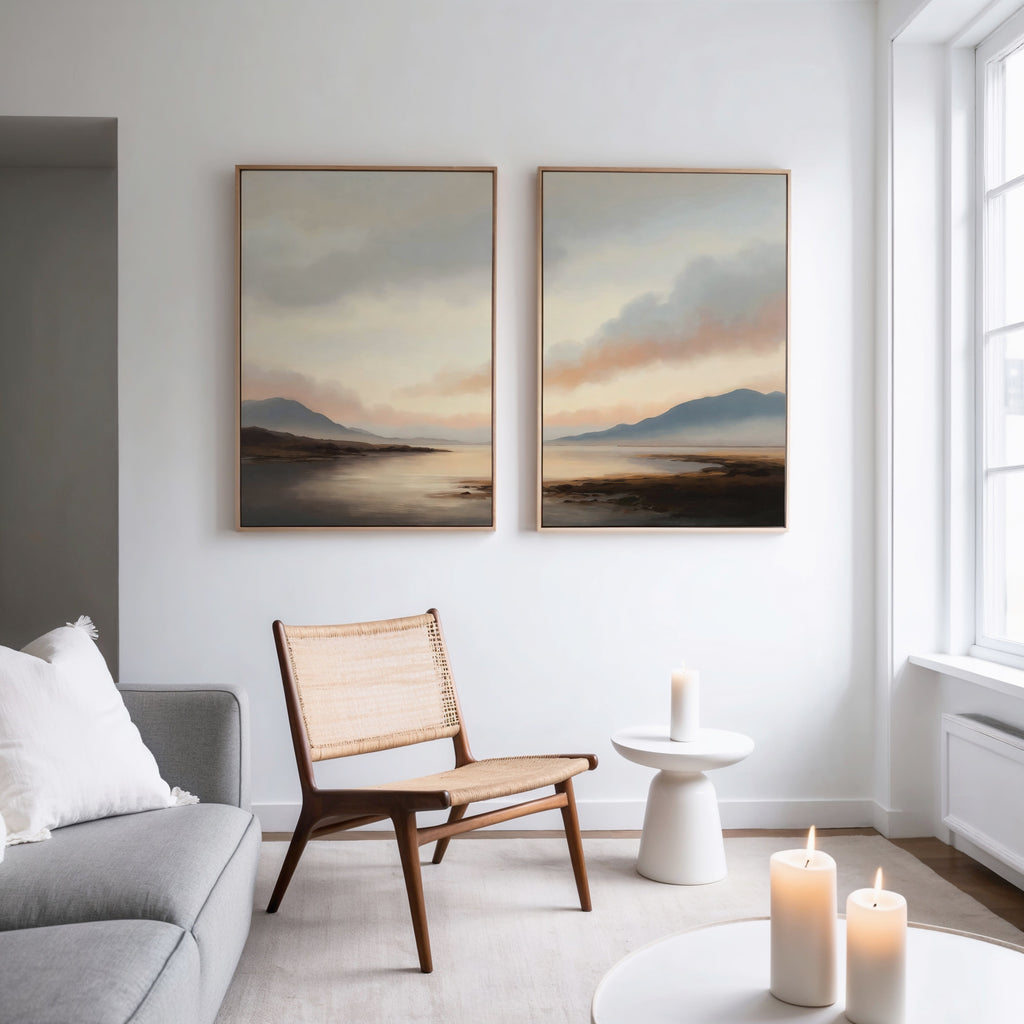 Whispering Ridges Diptych – Set of 2 Canvas Prints set of 2 – neutral-toned vintage canvas wall art by Aspire Prints