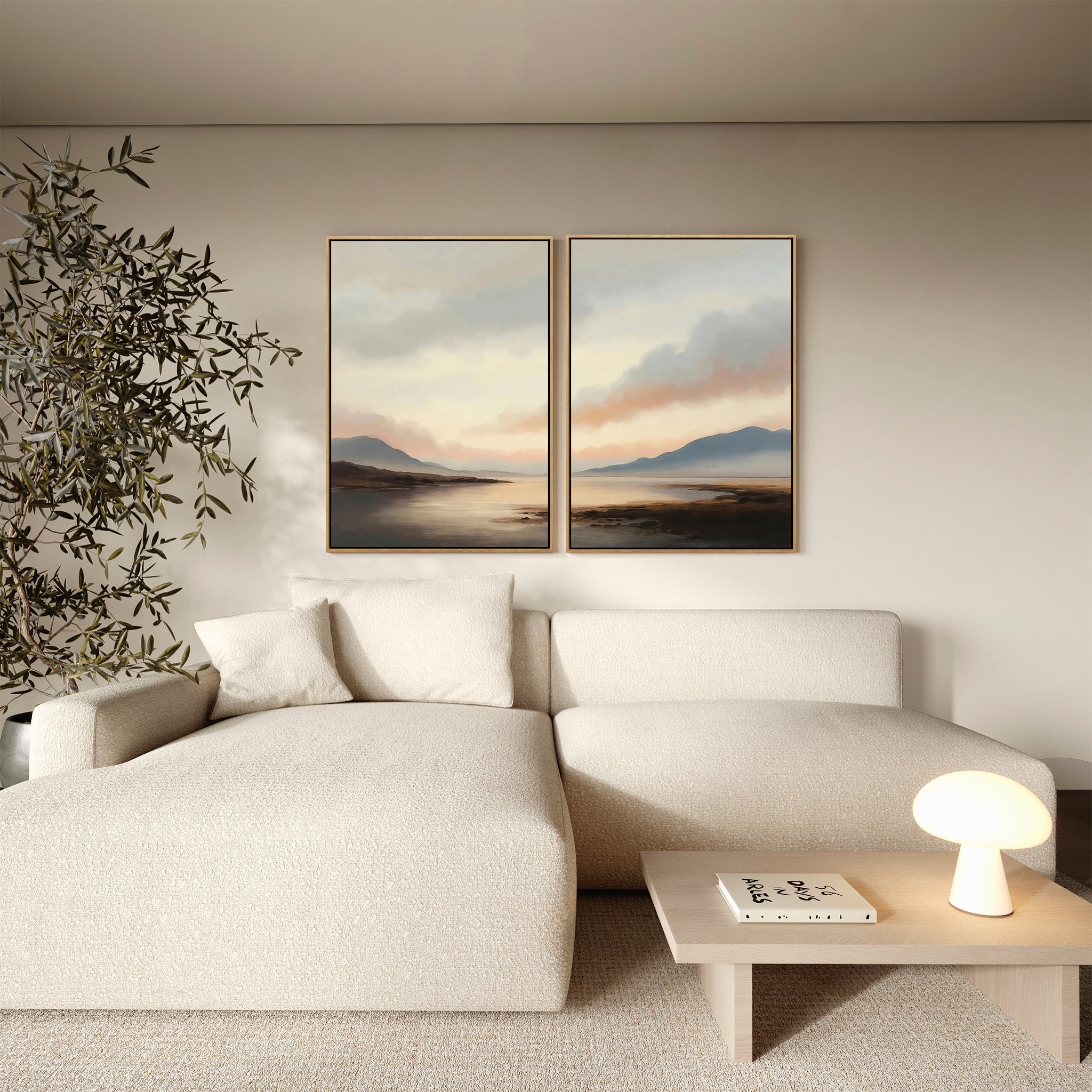 Whispering Ridges Diptych – Set of 2 Canvas Prints set of 2 – neutral-toned vintage canvas wall art by Aspire Prints