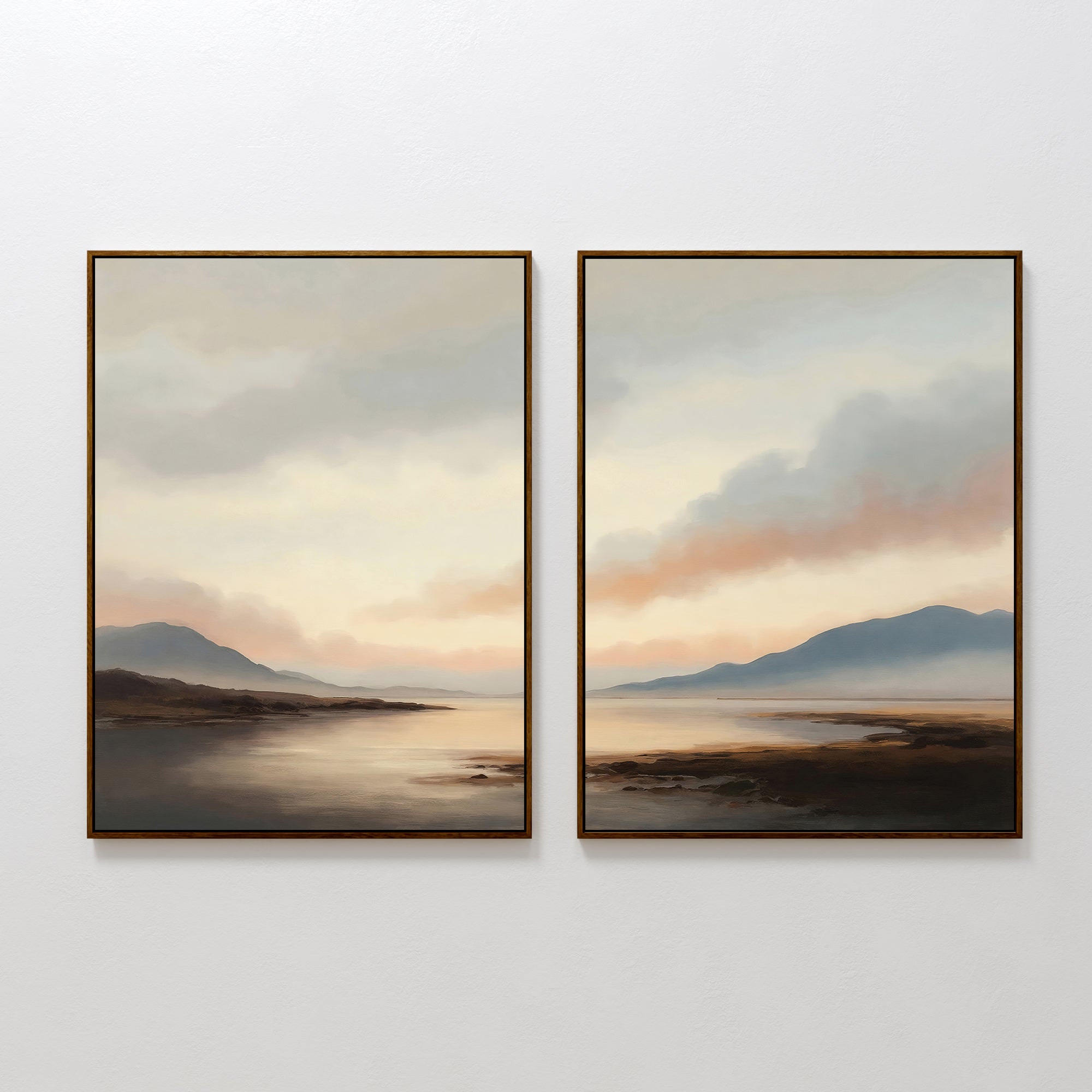 Whispering Ridges Diptych – Set of 2 Canvas Prints set of 2 – neutral-toned vintage canvas wall art by Aspire Prints
