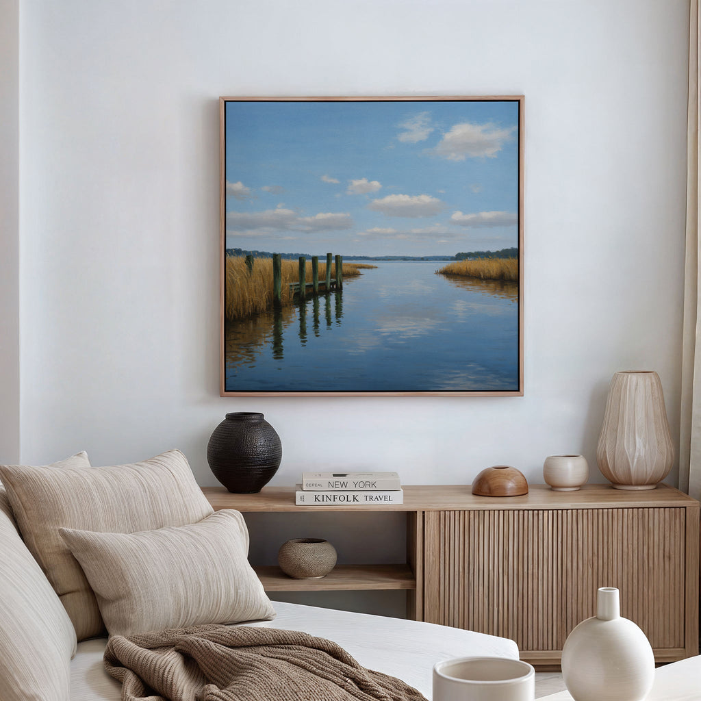 Where Sky Meets Stillness – neutral-toned vintage canvas wall art print by Aspire Prints