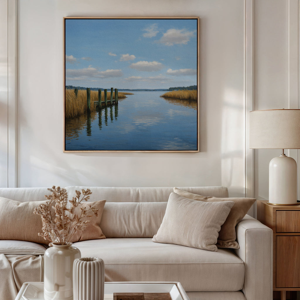 Where Sky Meets Stillness – neutral-toned vintage canvas wall art print by Aspire Prints