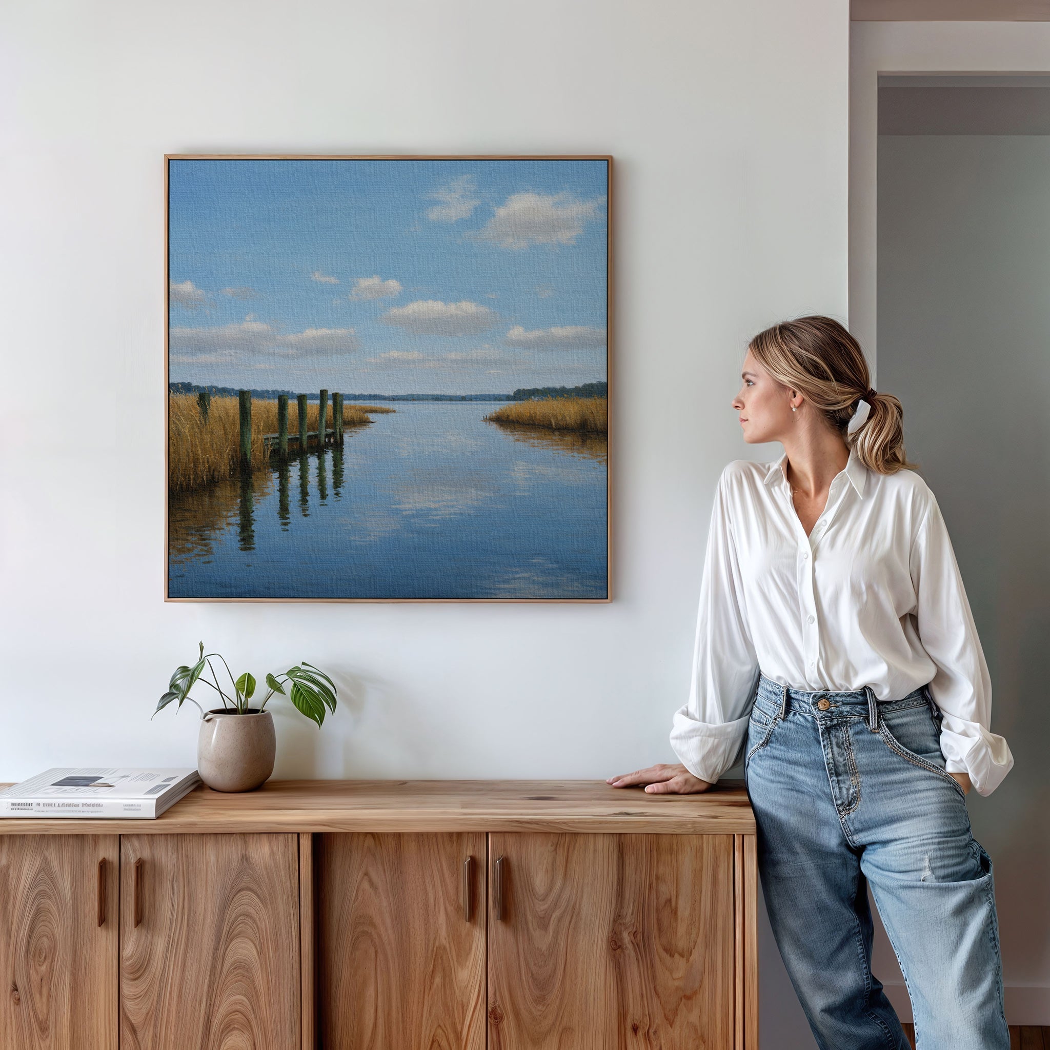 Where Sky Meets Stillness – neutral-toned vintage canvas wall art print by Aspire Prints