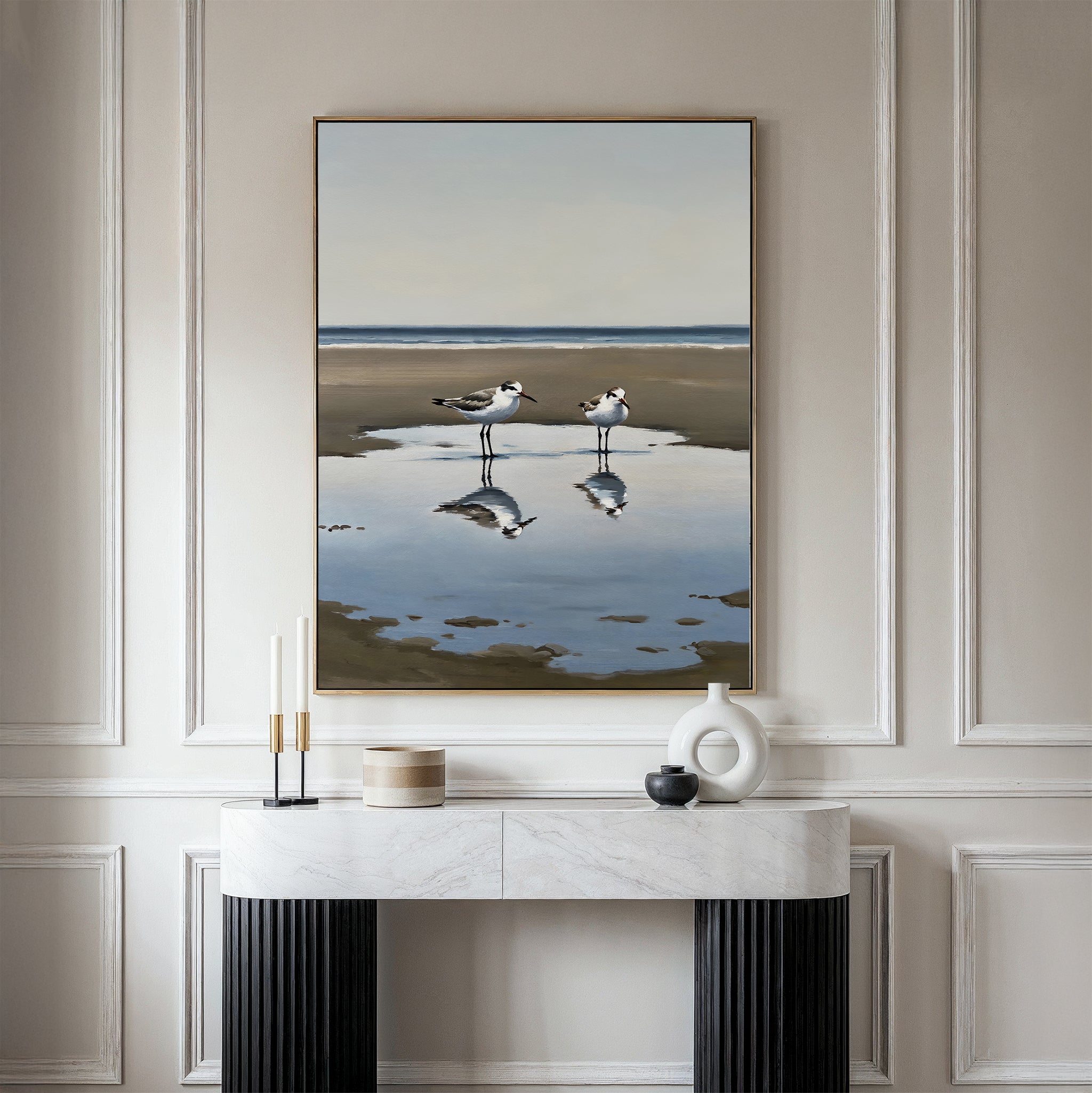 Tides of Solace – neutral-toned vintage canvas wall art print by Aspire Prints