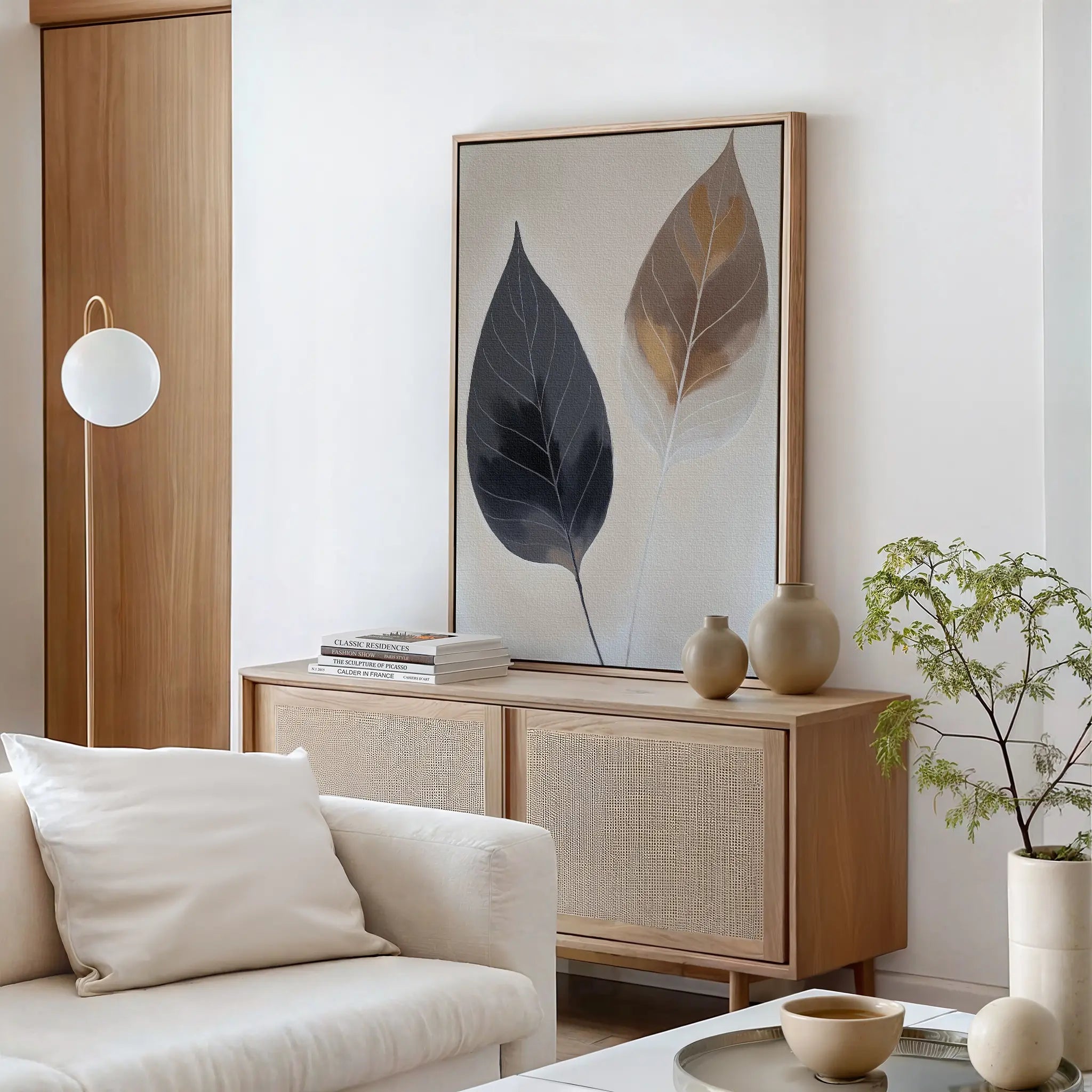 Whispered Botanicals – earthy brown botanical canvas wall art print by Aspire Prints
