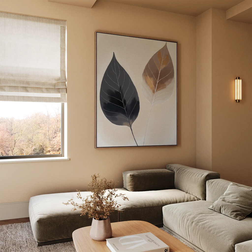 Whispered Botanicals – earthy brown botanical canvas wall art print by Aspire Prints