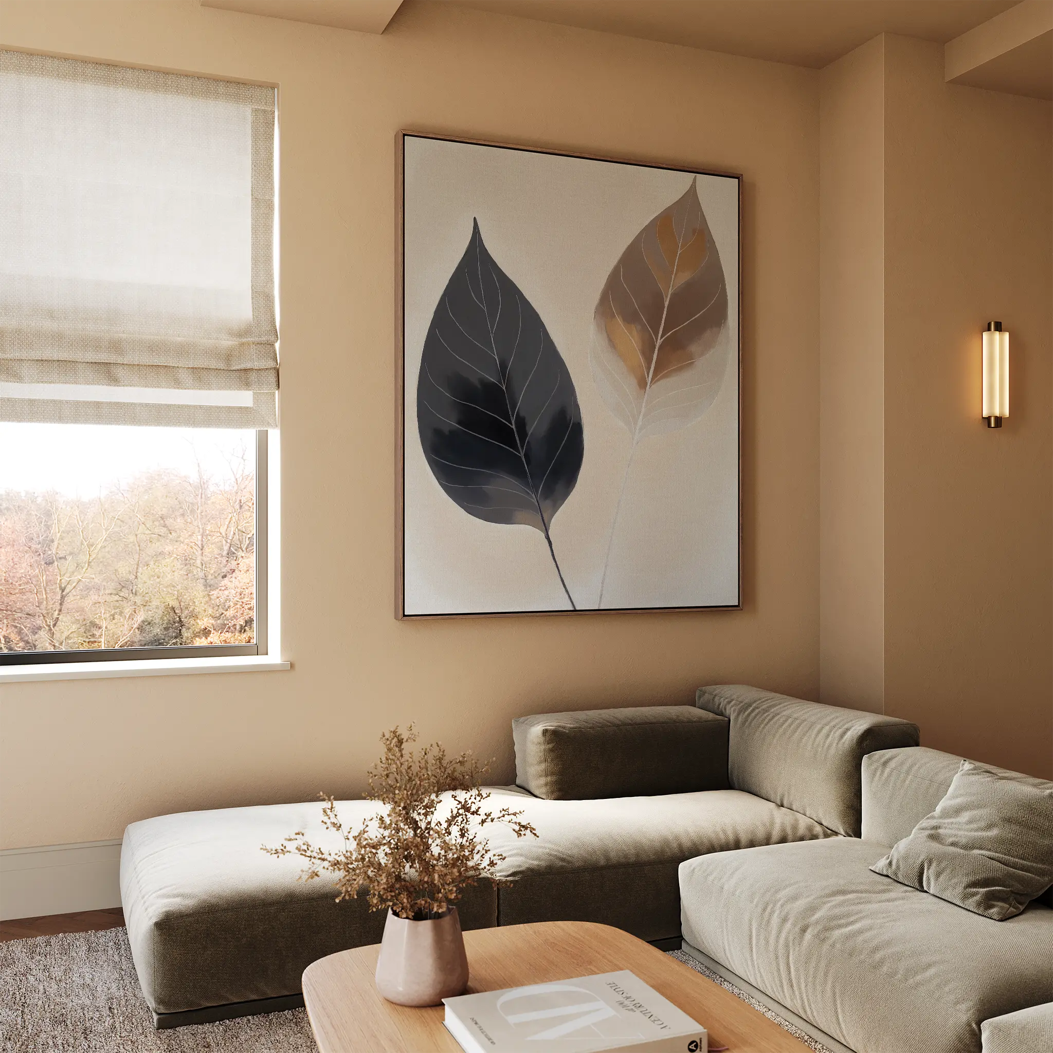 Whispered Botanicals – earthy brown botanical canvas wall art print by Aspire Prints