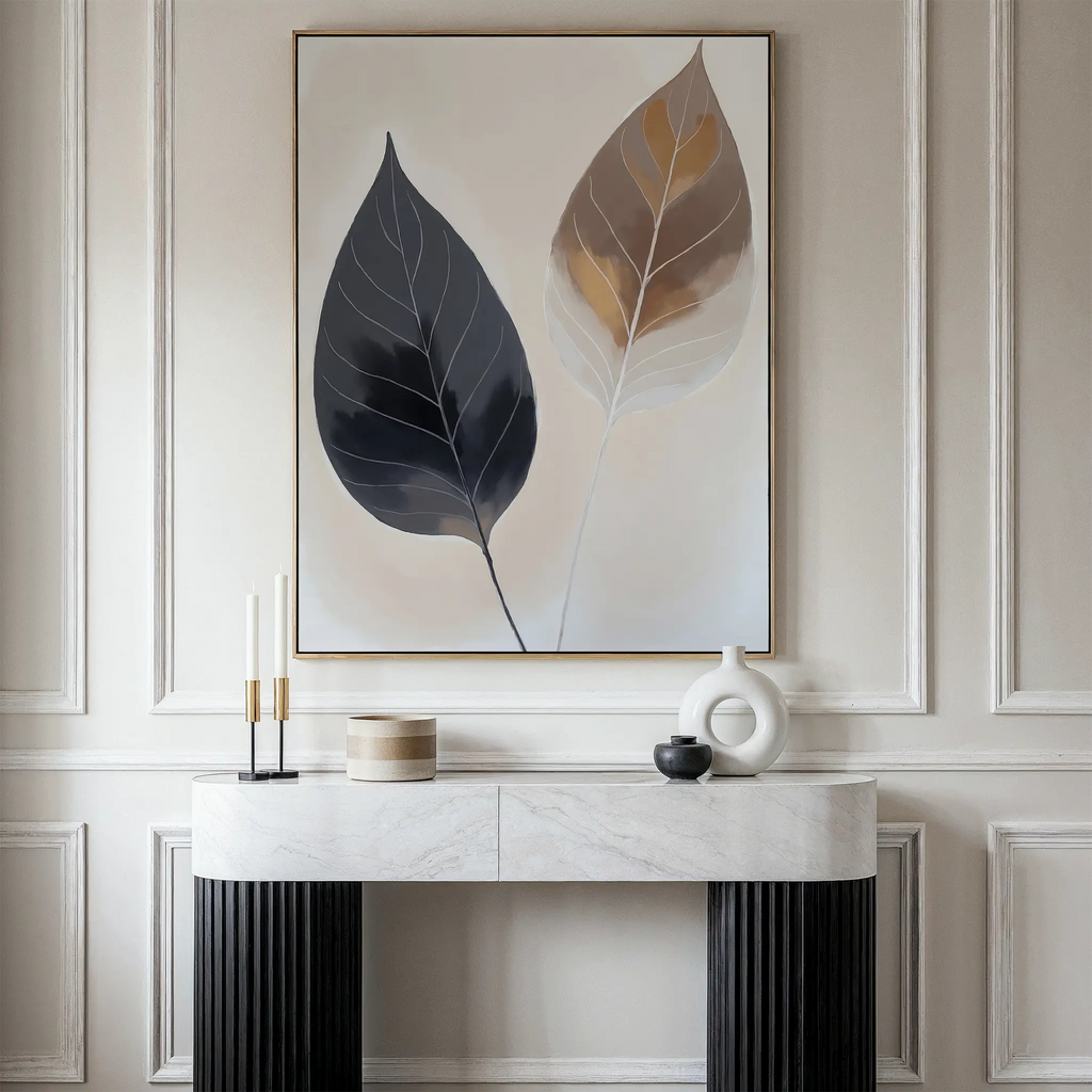 Whispered Botanicals – earthy brown botanical canvas wall art print by Aspire Prints
