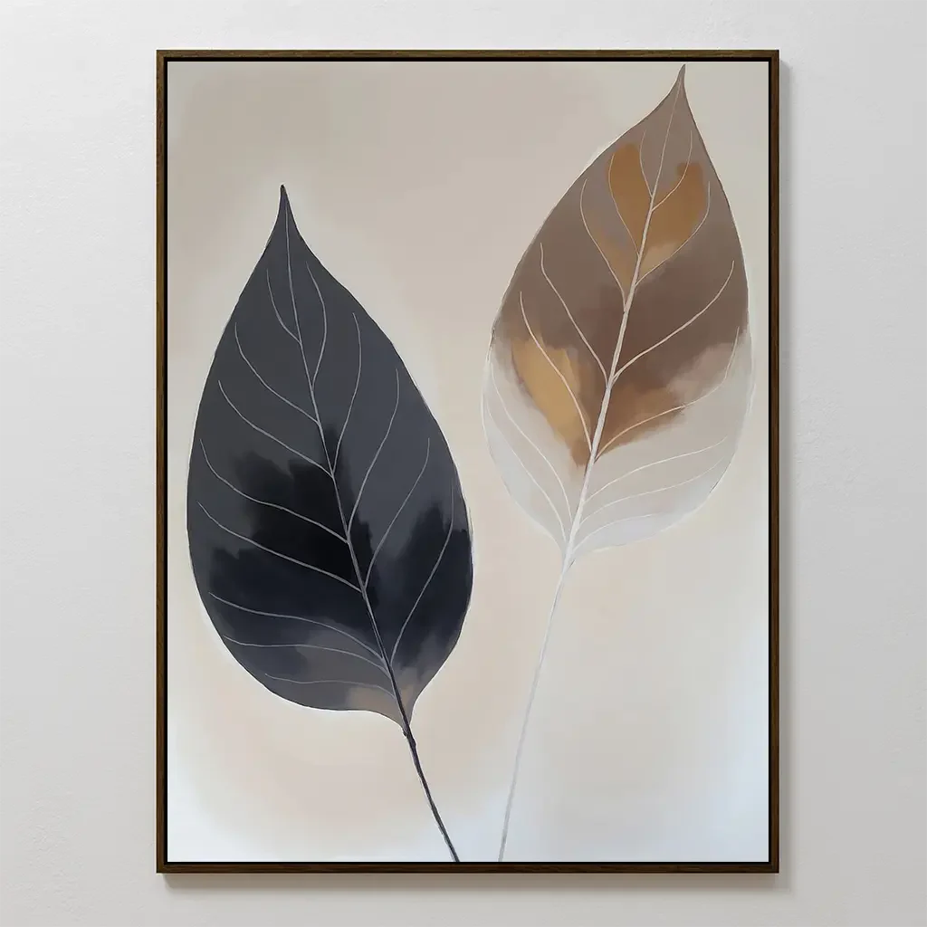 Whispered Botanicals – earthy brown botanical canvas wall art print by Aspire Prints