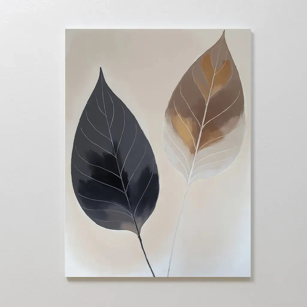 Whispered Botanicals – earthy brown botanical canvas wall art print by Aspire Prints
