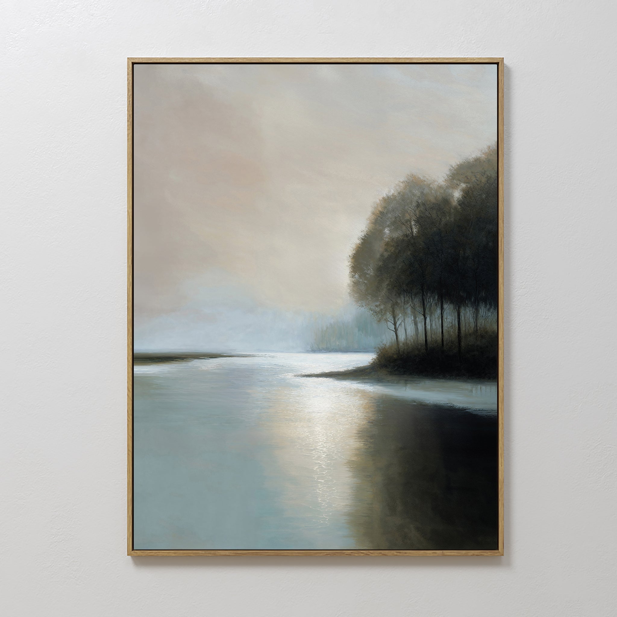 Whispers Across Still Water – neutral-toned vintage canvas wall art print by Aspire Prints