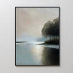 Whispers Across Still Water – neutral-toned vintage canvas wall art print by Aspire Prints