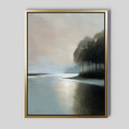 Whispers Across Still Water – neutral-toned vintage canvas wall art print by Aspire Prints