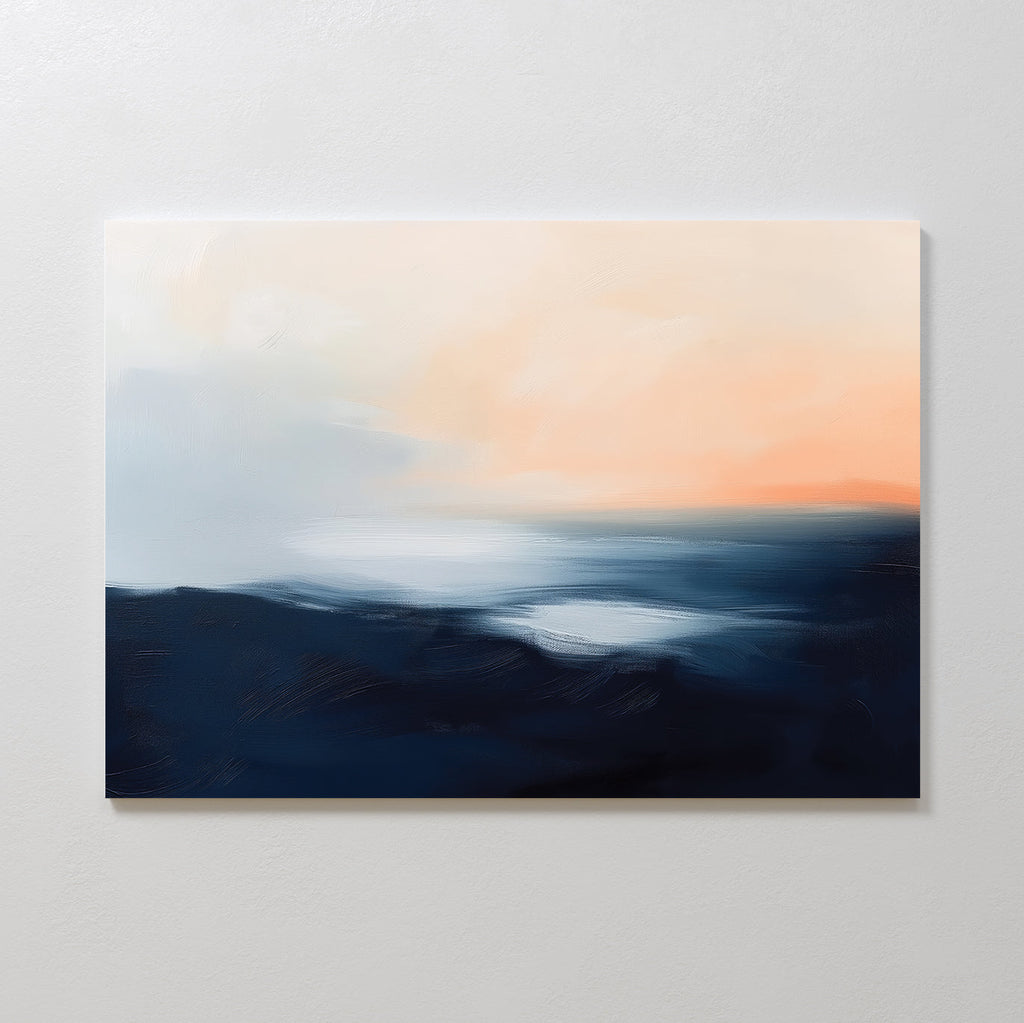 Twilight Hush Over Distant Ridges – blue coastal canvas wall art print by Aspire Prints