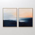 Twilight Horizon Diptych – Set of 2 Canvas Prints set of 2 – neutral-toned coastal canvas wall art by Aspire Prints