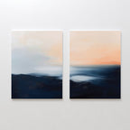 Twilight Horizon Diptych – Set of 2 Canvas Prints set of 2 – neutral-toned coastal canvas wall art by Aspire Prints