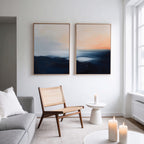 Twilight Horizon Diptych – Set of 2 Canvas Prints set of 2 – neutral-toned coastal canvas wall art by Aspire Prints
