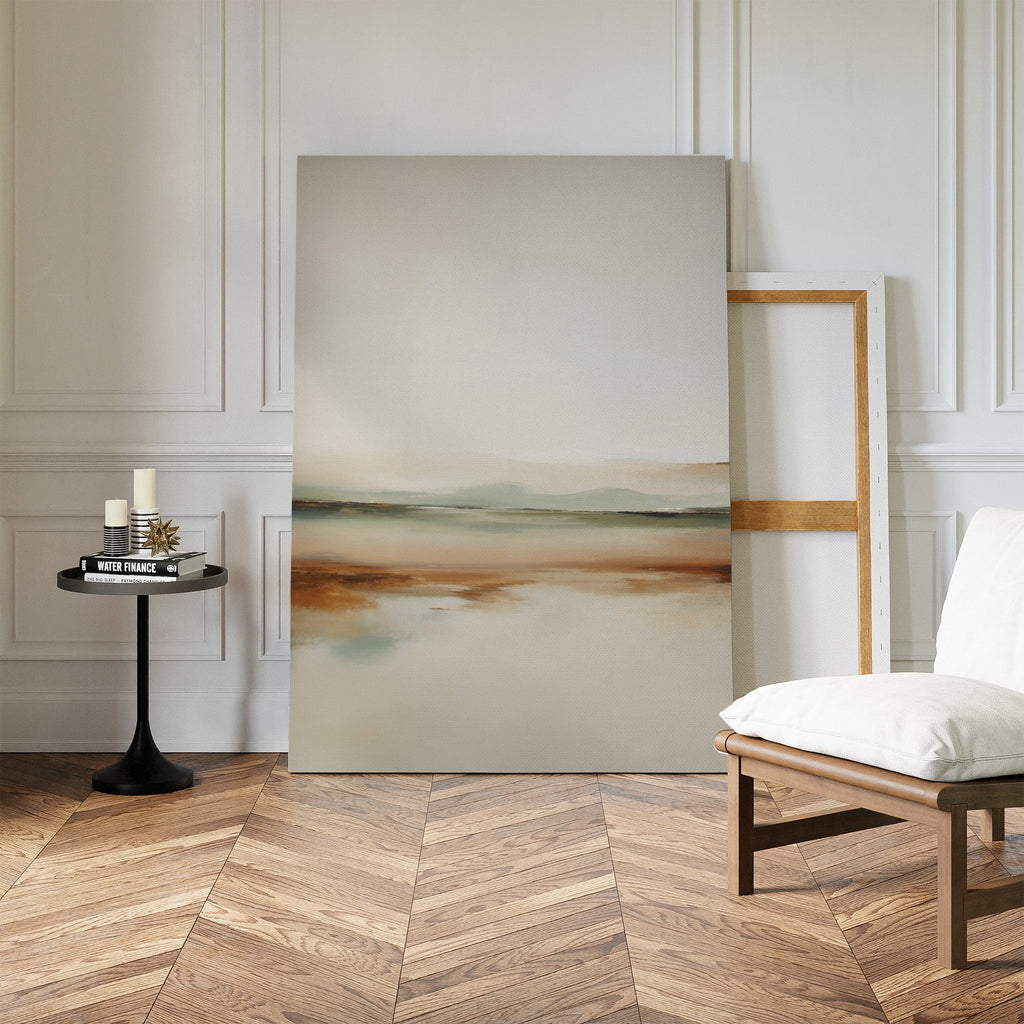 Whispers of the Meadow – beige and white landscape canvas wall art print by Aspire Prints
