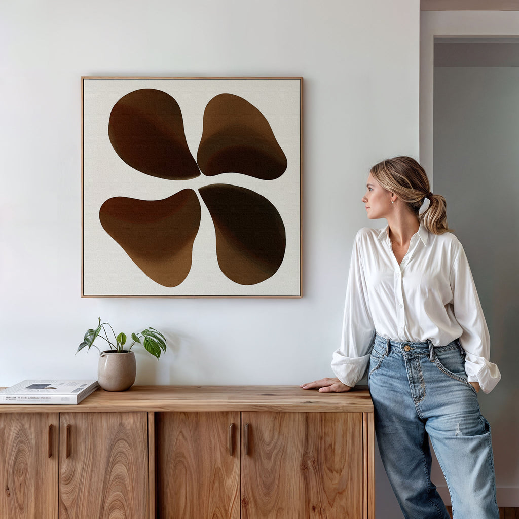 Terracotta Whisper – earthy brown botanical canvas wall art print by Aspire Prints