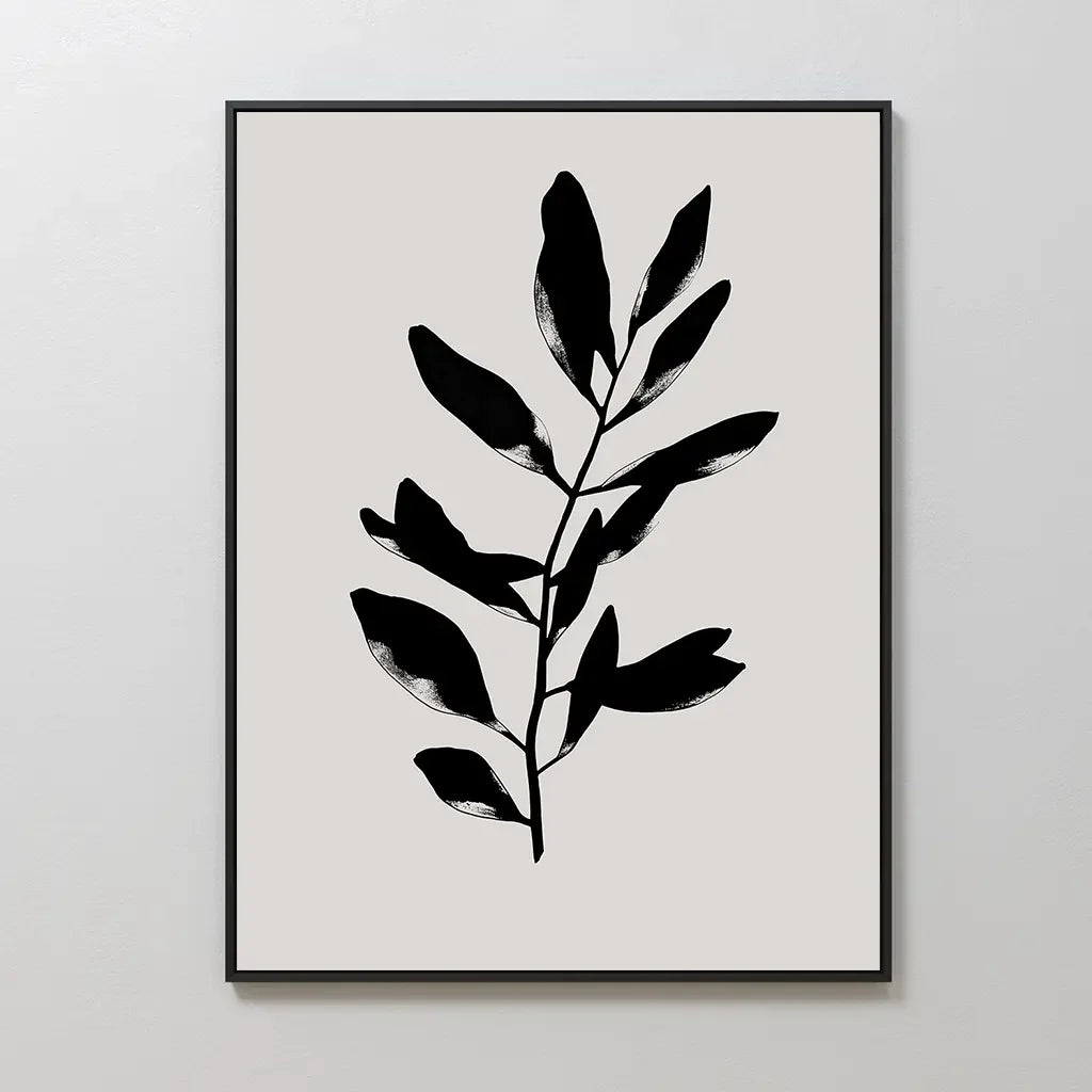 Whispered Shadow Botanica Canvas Print – black and white botanical canvas wall art print by Aspire Prints