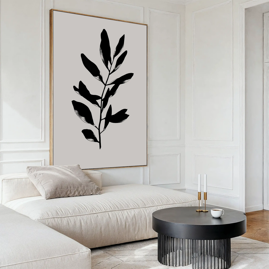 Whispered Shadow Botanica Canvas Print – black and white botanical canvas wall art print by Aspire Prints