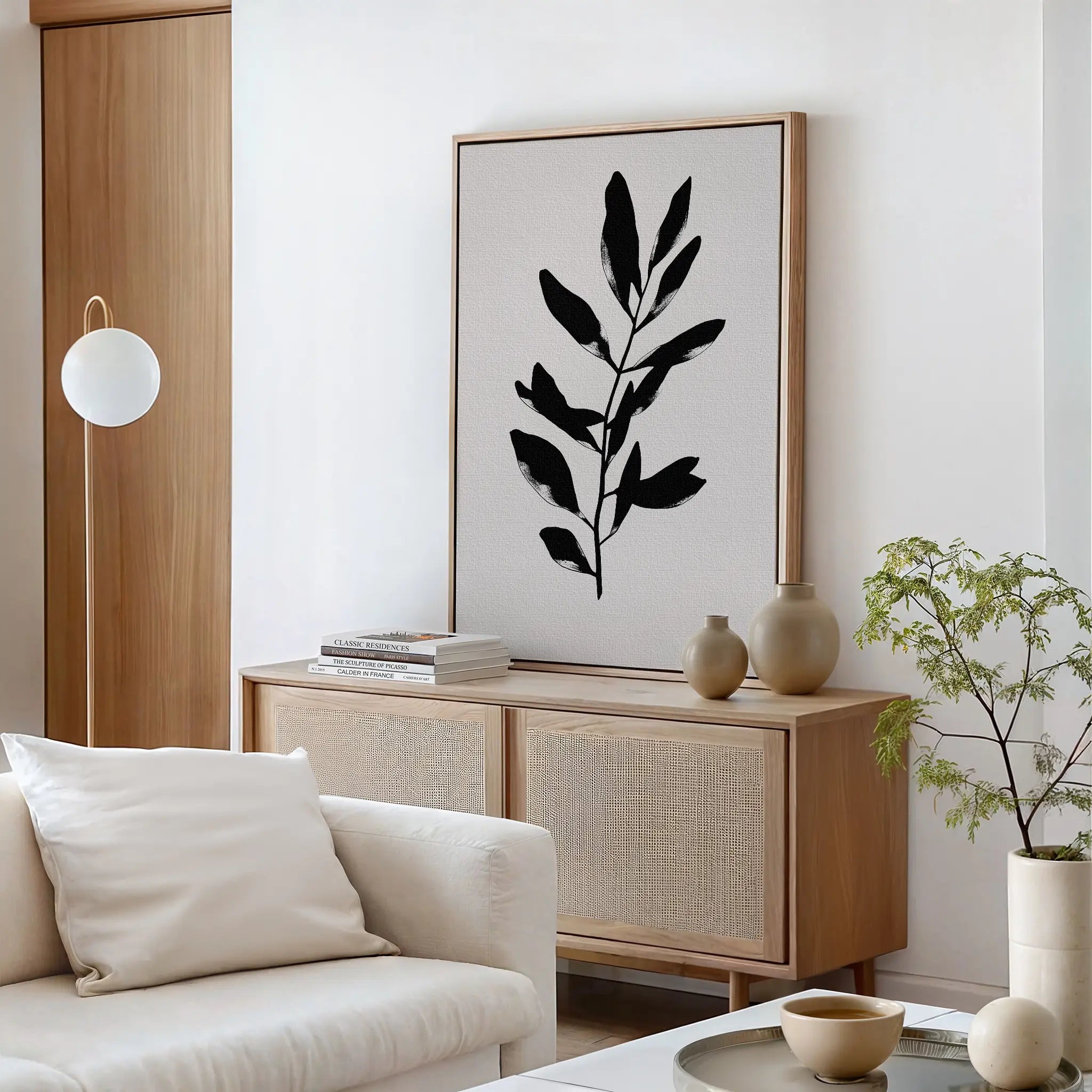Whispered Shadow Botanica Canvas Print – black and white botanical canvas wall art print by Aspire Prints