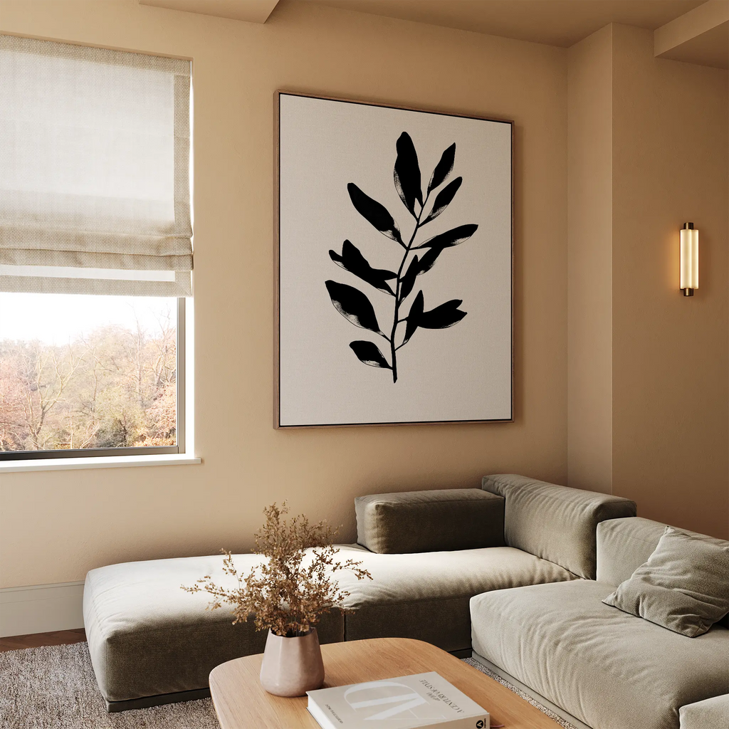 Whispered Shadow Botanica Canvas Print – black and white botanical canvas wall art print by Aspire Prints