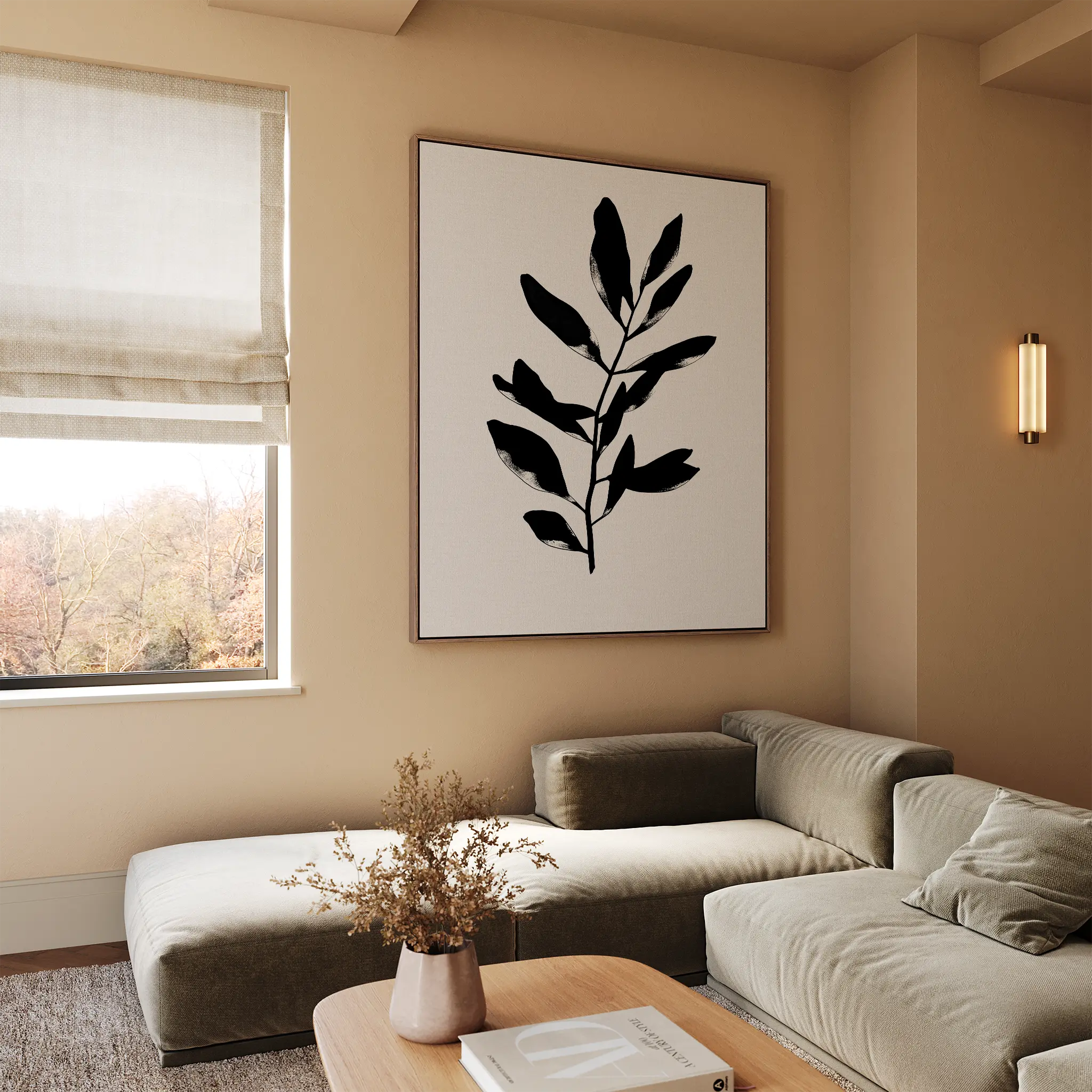 Whispered Shadow Botanica Canvas Print – black and white botanical canvas wall art print by Aspire Prints