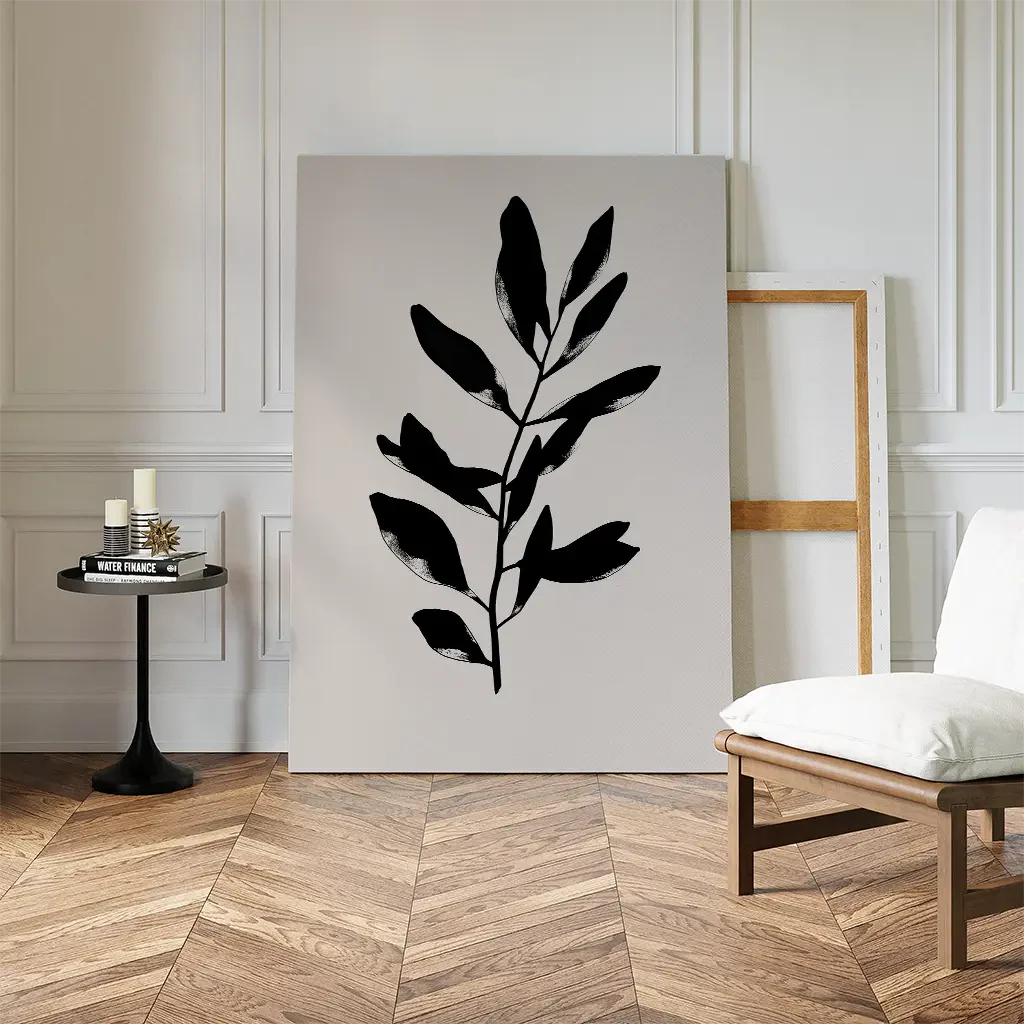 Whispered Shadow Botanica Canvas Print – black and white botanical canvas wall art print by Aspire Prints