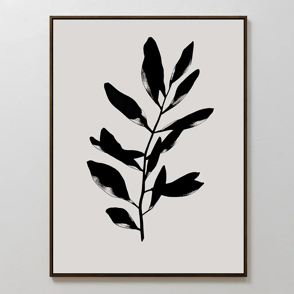 Whispered Shadow Botanica Canvas Print – black and white botanical canvas wall art print by Aspire Prints