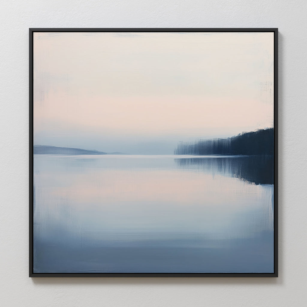 Whispers Across Still Water – blue coastal canvas wall art print by Aspire Prints