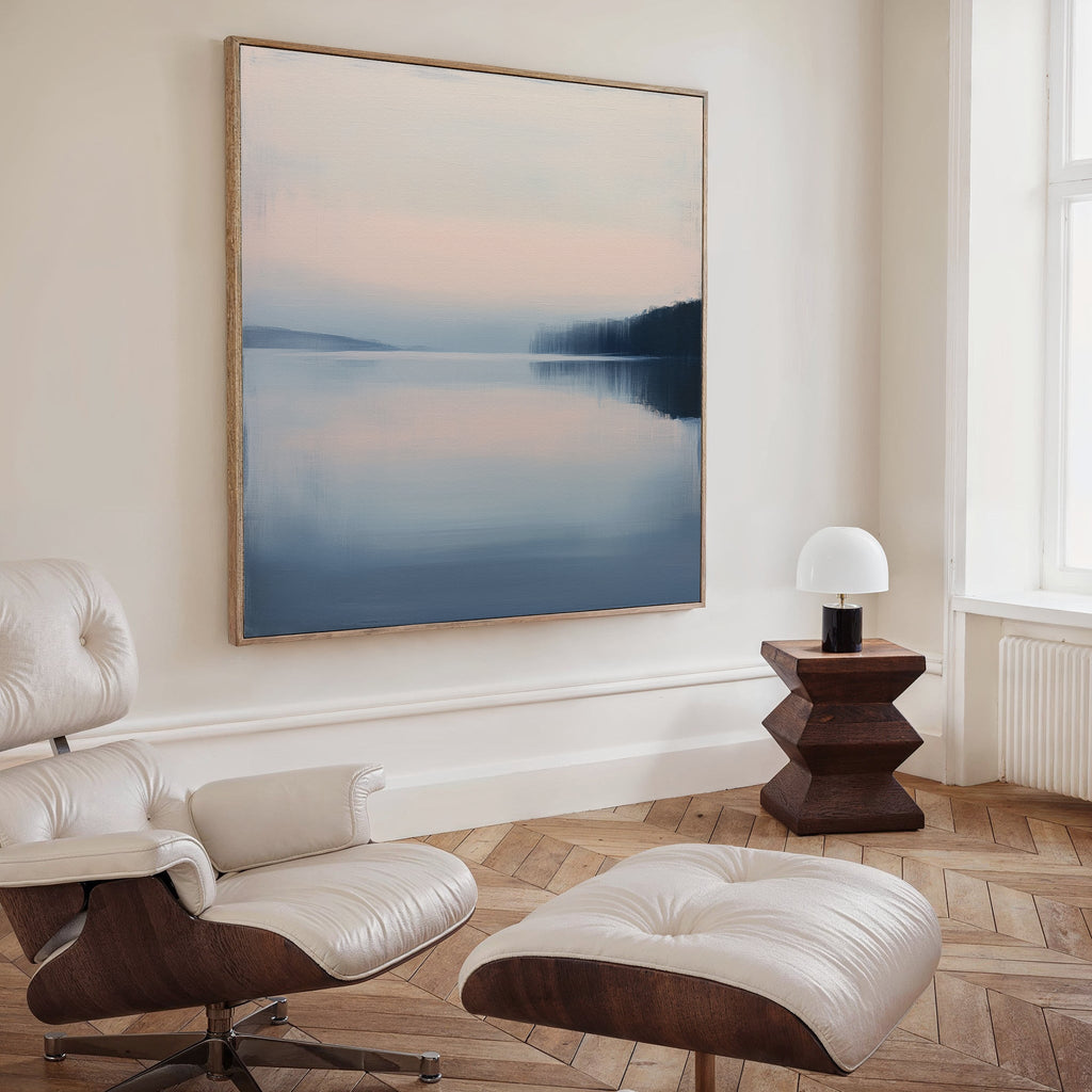 Whispers Across Still Water – blue coastal canvas wall art print by Aspire Prints