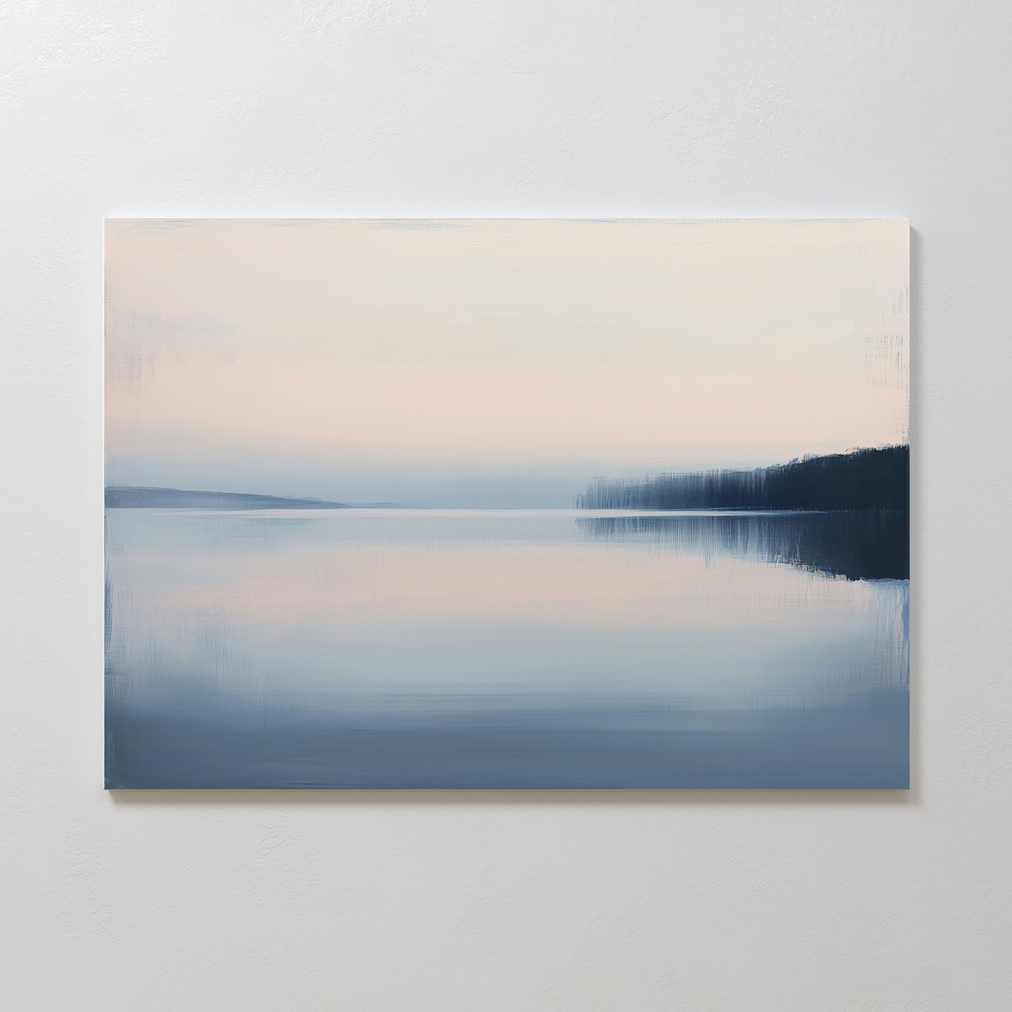 Whispers of the Still Lake – blue coastal canvas wall art print by Aspire Prints