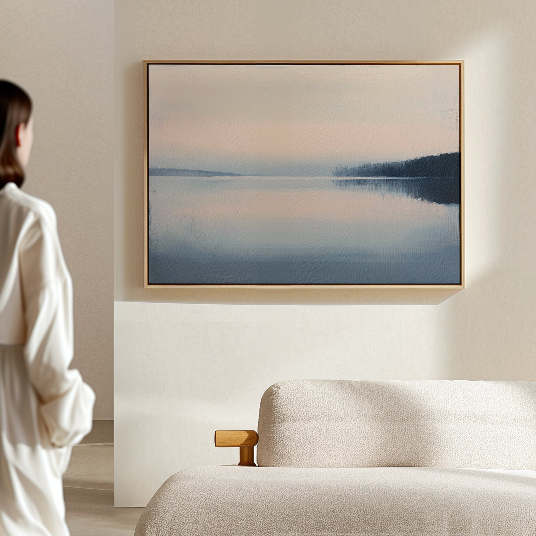 Whispers of the Still Lake – blue coastal canvas wall art print by Aspire Prints