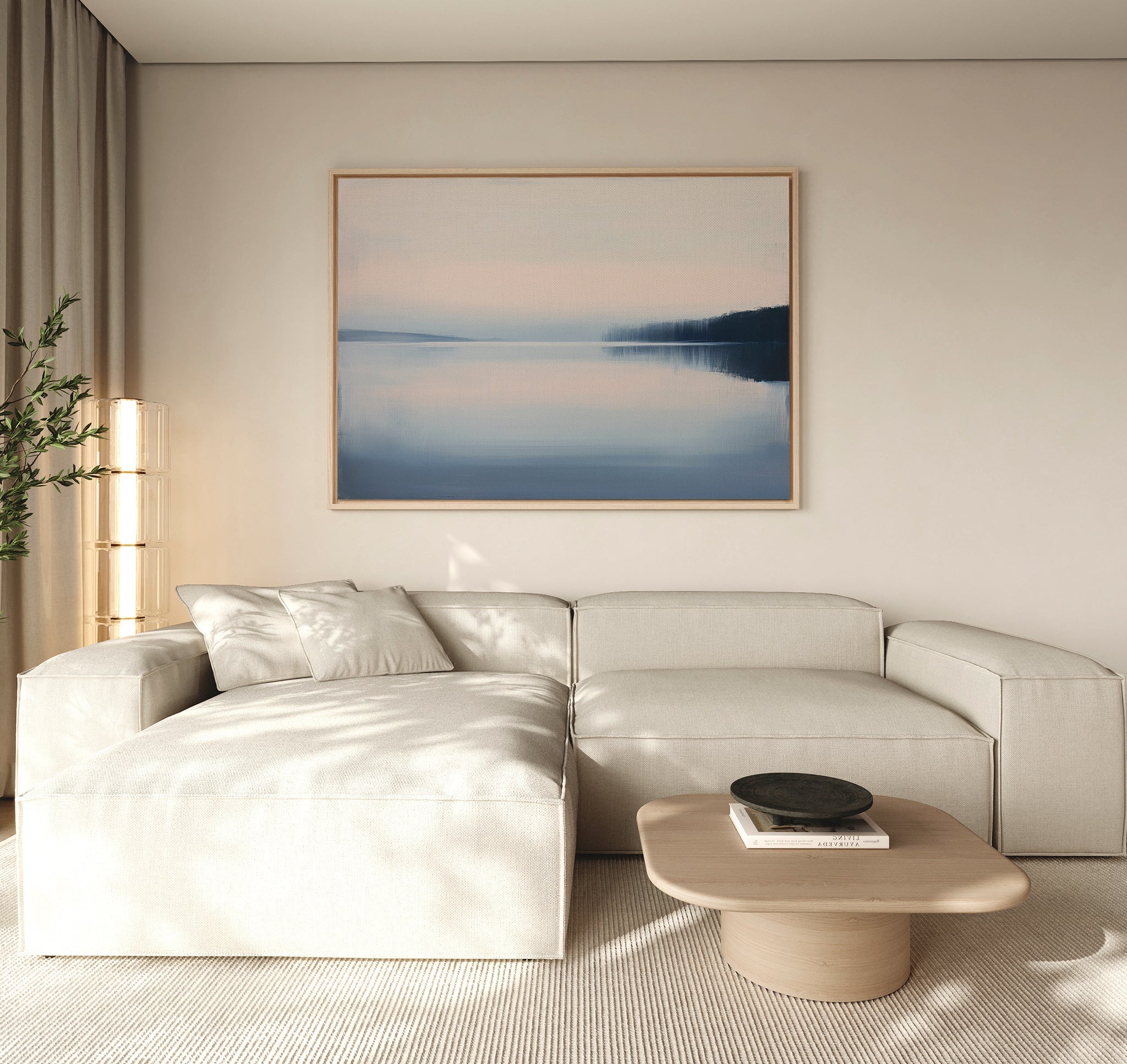 Whispers of the Still Lake – blue coastal canvas wall art print by Aspire Prints