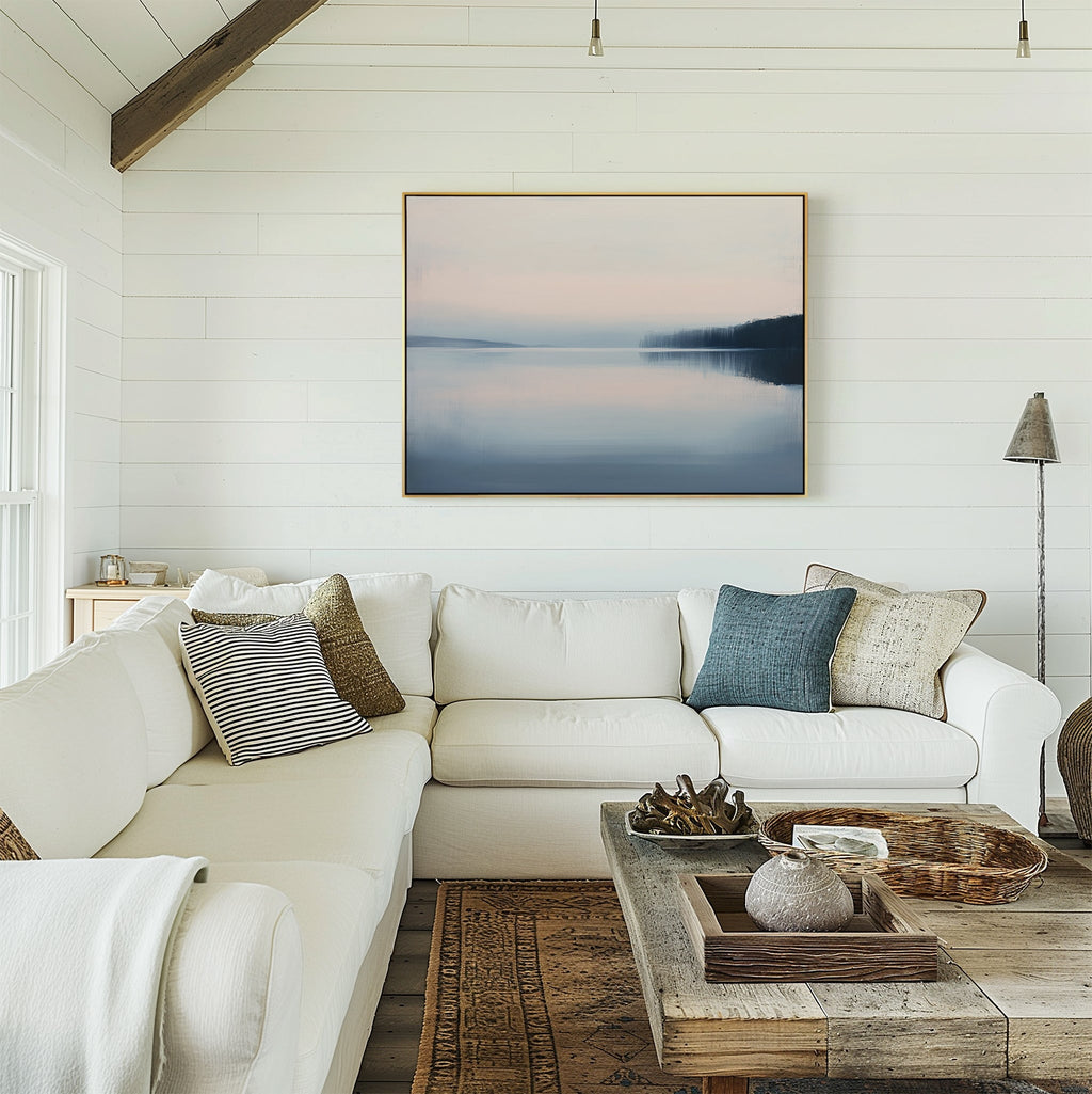 Whispers of the Still Lake – blue coastal canvas wall art print by Aspire Prints